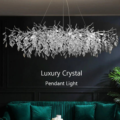 Modern Silver Crystal Chain Pendant Chandelier - Decorbites