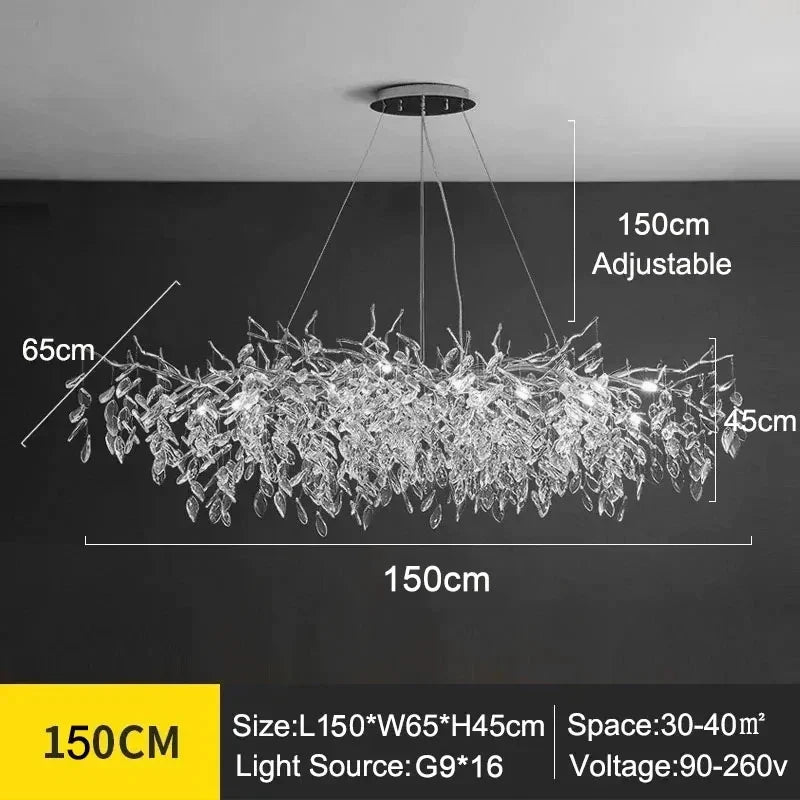 Modern Silver Crystal Chain Pendant Chandelier - Decorbites