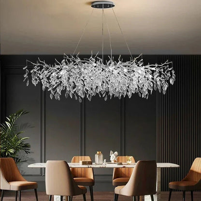 Modern Silver Crystal Chain Pendant Chandelier - Decorbites