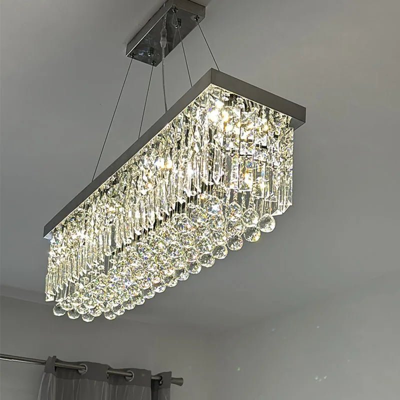 Modern Silver Crystal Chain Pendant Chandelier - Decorbites