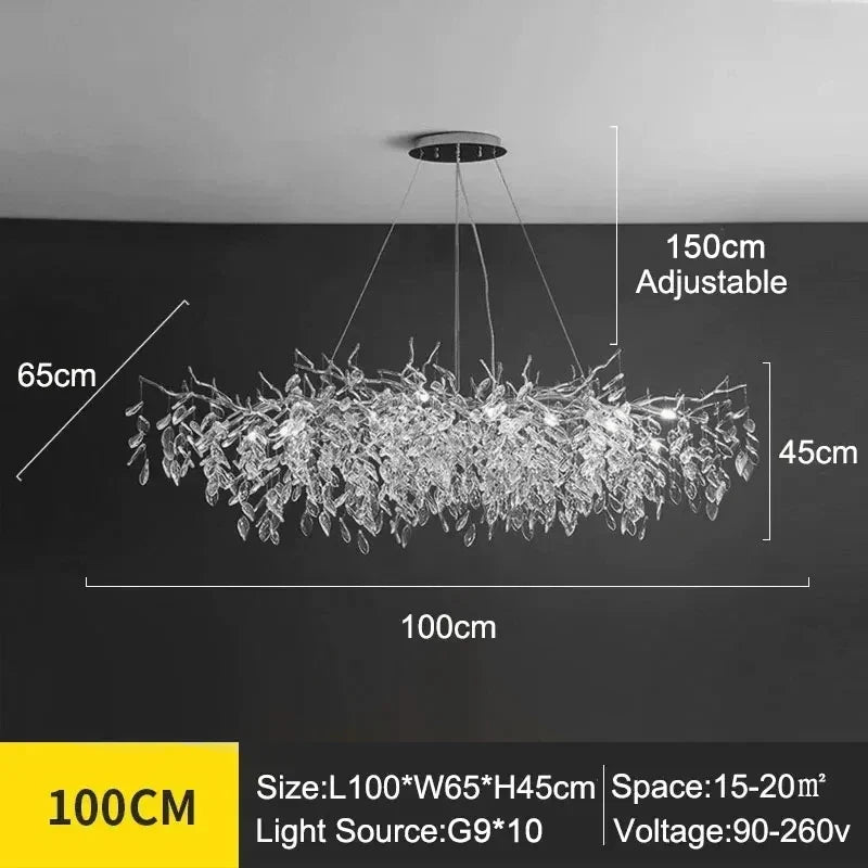 Modern Silver Crystal Chain Pendant Chandelier - Decorbites