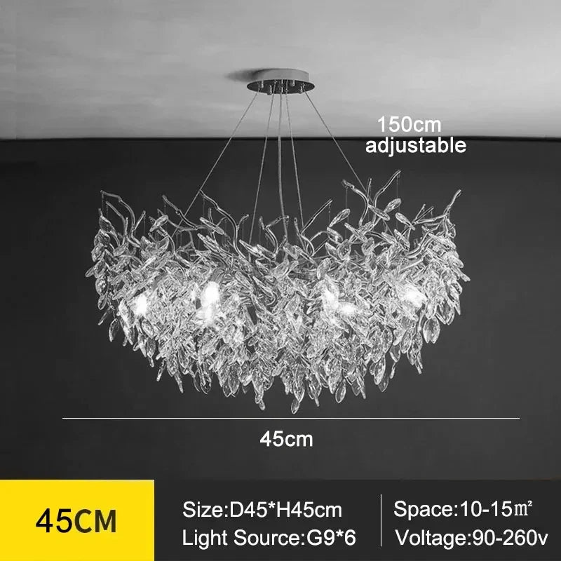 Modern Silver Crystal Chain Pendant Chandelier - Decorbites