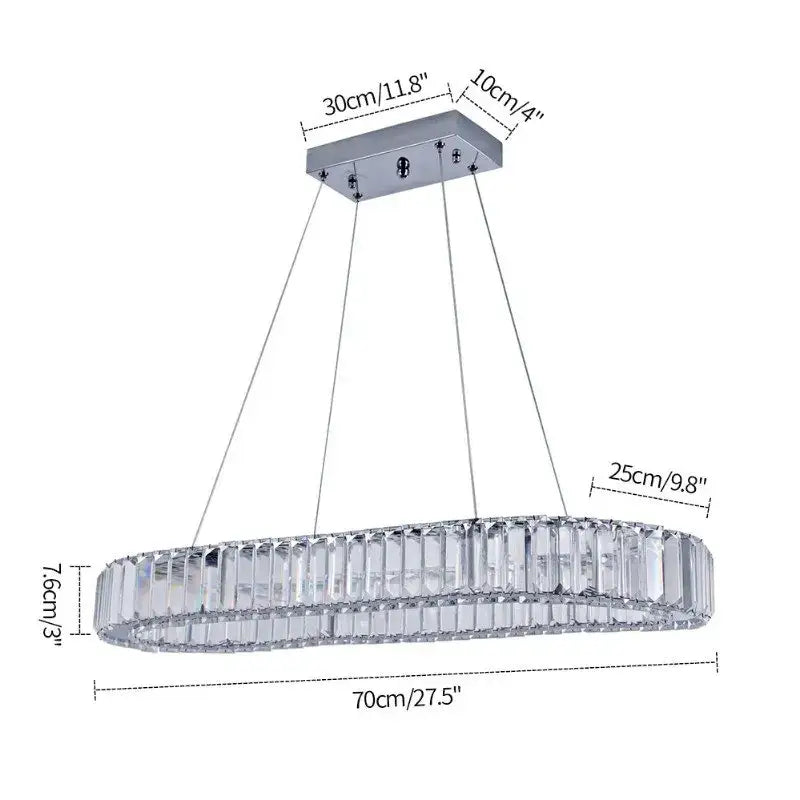 Modern silver led chandelier with chrome finish and clear crystal oval design for elegant living room decorbites crystal oval