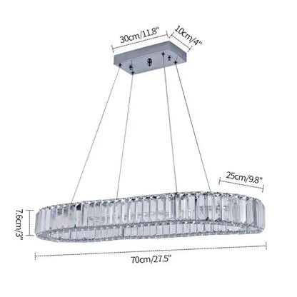 Modern silver led chandelier with chrome finish and clear crystal oval design for elegant living room decorbites crystal oval
