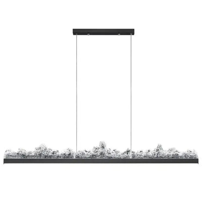 Modern silver frosted glass pendant light with black rectangular design and crystal effect by decorbites iceberg decorbites iceberg open