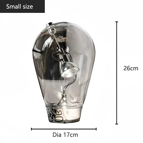 Modern silver glass desk lamp featuring a sleek transparent decorbites glass desk lamp with dimmable vintage light