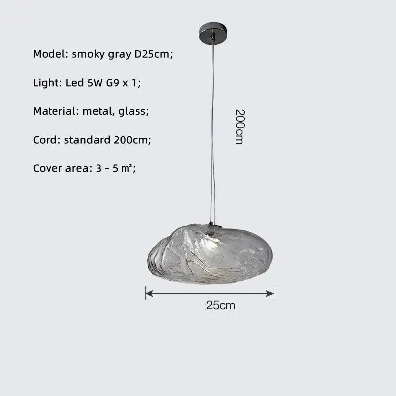 Modern silver glass led chandelier with smoky gray smooth glass led pendant light and metallic hardware for dining room