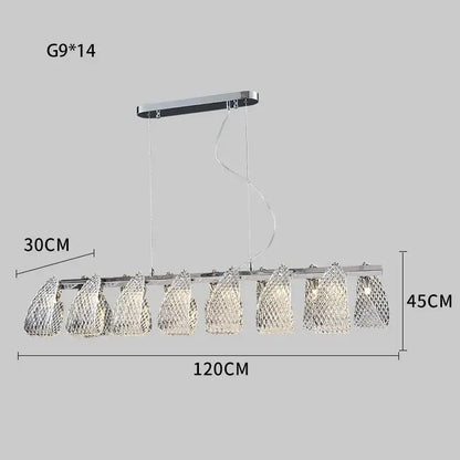 Modern silver glass pinecone led chandelier with a sleek chrome frame and ten diamond-cut crystal shades pendant light