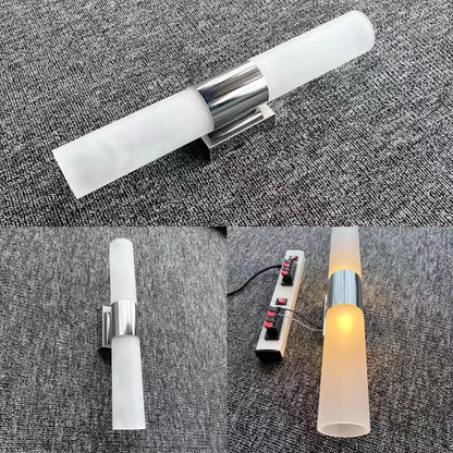 Modern frosted glass wall lamp with sleek chrome accent band for bedroom decorbites led wall lamp design
