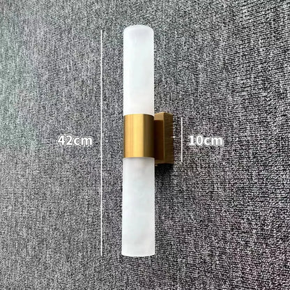 Modern silver gold and black led wall lamp with frosted glass shades and brushed brass accent for decorbites led wall decor