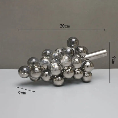 Modern silver gold and chrome crystal grape decorative sculpture 20cm long for dining room decorbites crystal grape decor