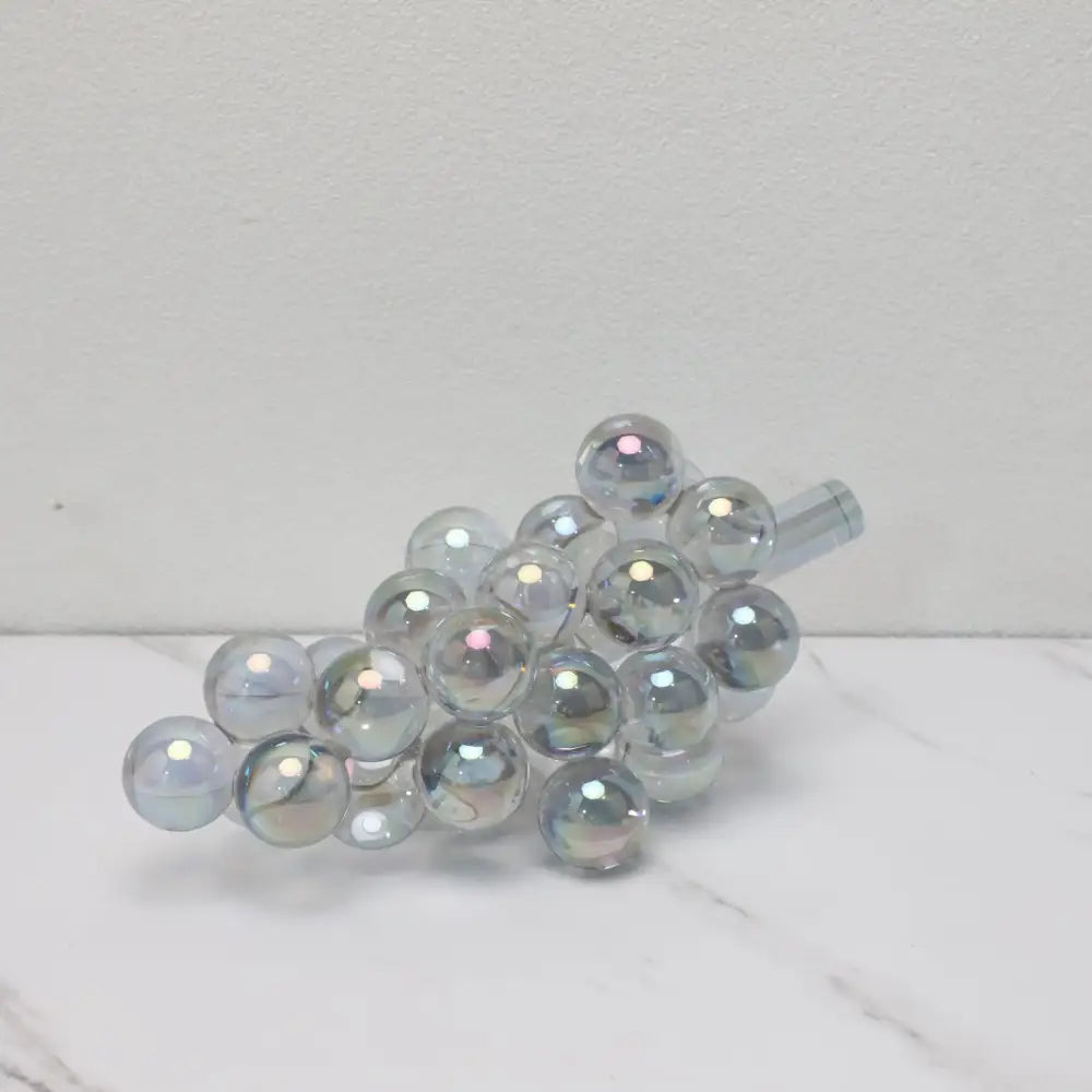 Iridescent glass crystal grape decorative sculpture in silver gold and chrome for modern dining room decorbites decor