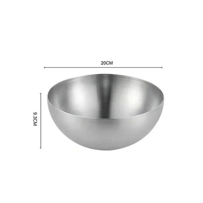 A sleek modern silver stainless steel mixing bowl 20cm wide 9.3cm deep from decorbites stainless steel kitchen set