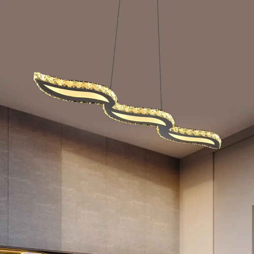 DecorBites™ minimalist silver island ceiling light with gold accents and crystal embellishments for restaurant use