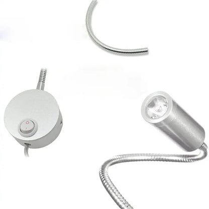 Modern silver adjustable gooseneck led wall light reading lamp with cylindrical head for bedroom decorbites led wall use