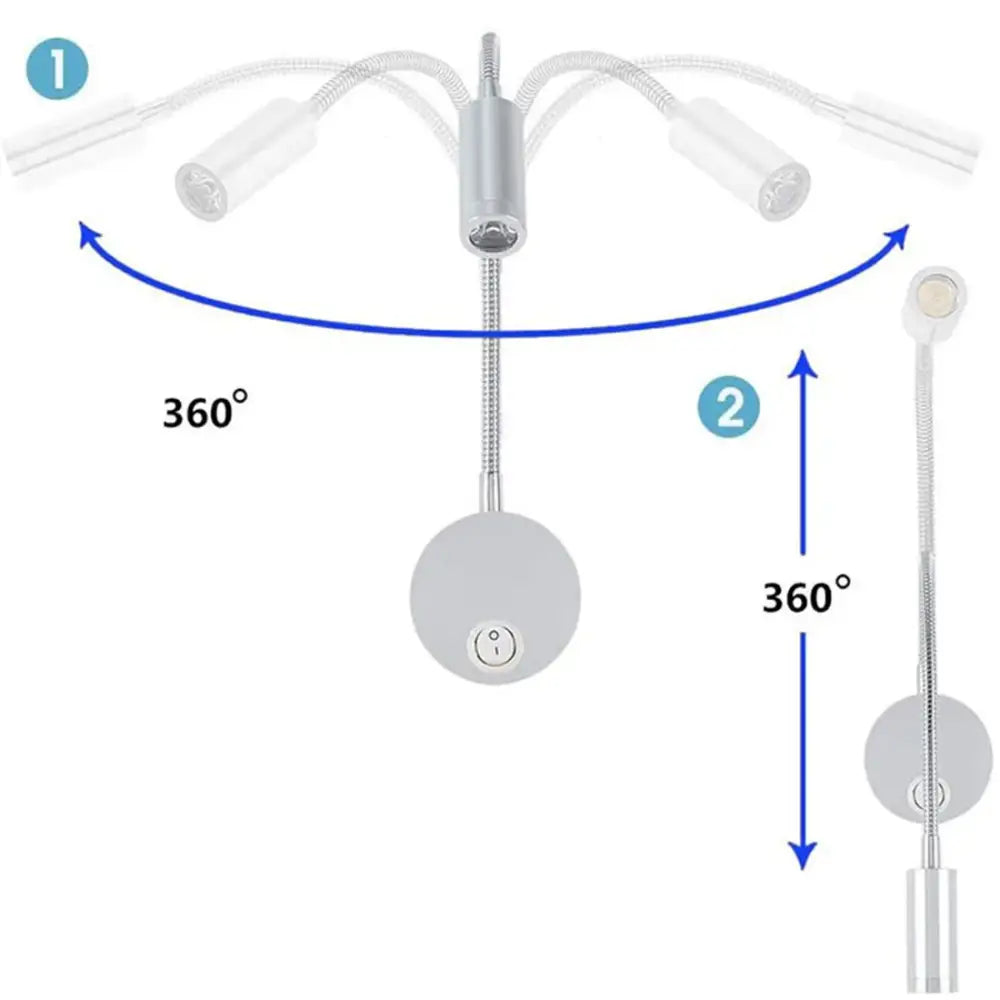 Modern silver gooseneck led wall light reading lamp with flexible arms and clear light heads for bedroom decorbites led wall use