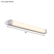 Modern silver led bathroom vanity light 26-inch with acrylic shade diffused warm glow 110v-120v maximum bulb wattage