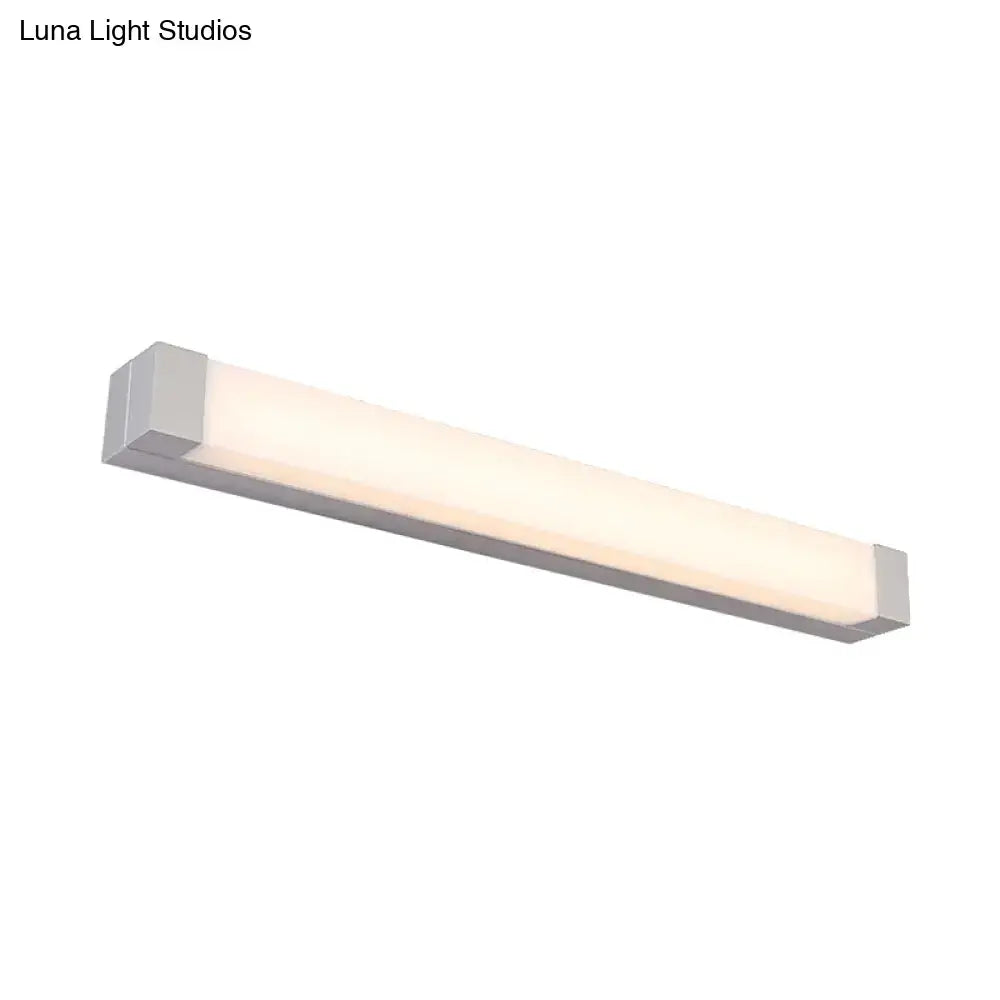 Modern silver led bathroom vanity light with acrylic shade frosted glass diffuser and 110v-120v maximum bulb wattage