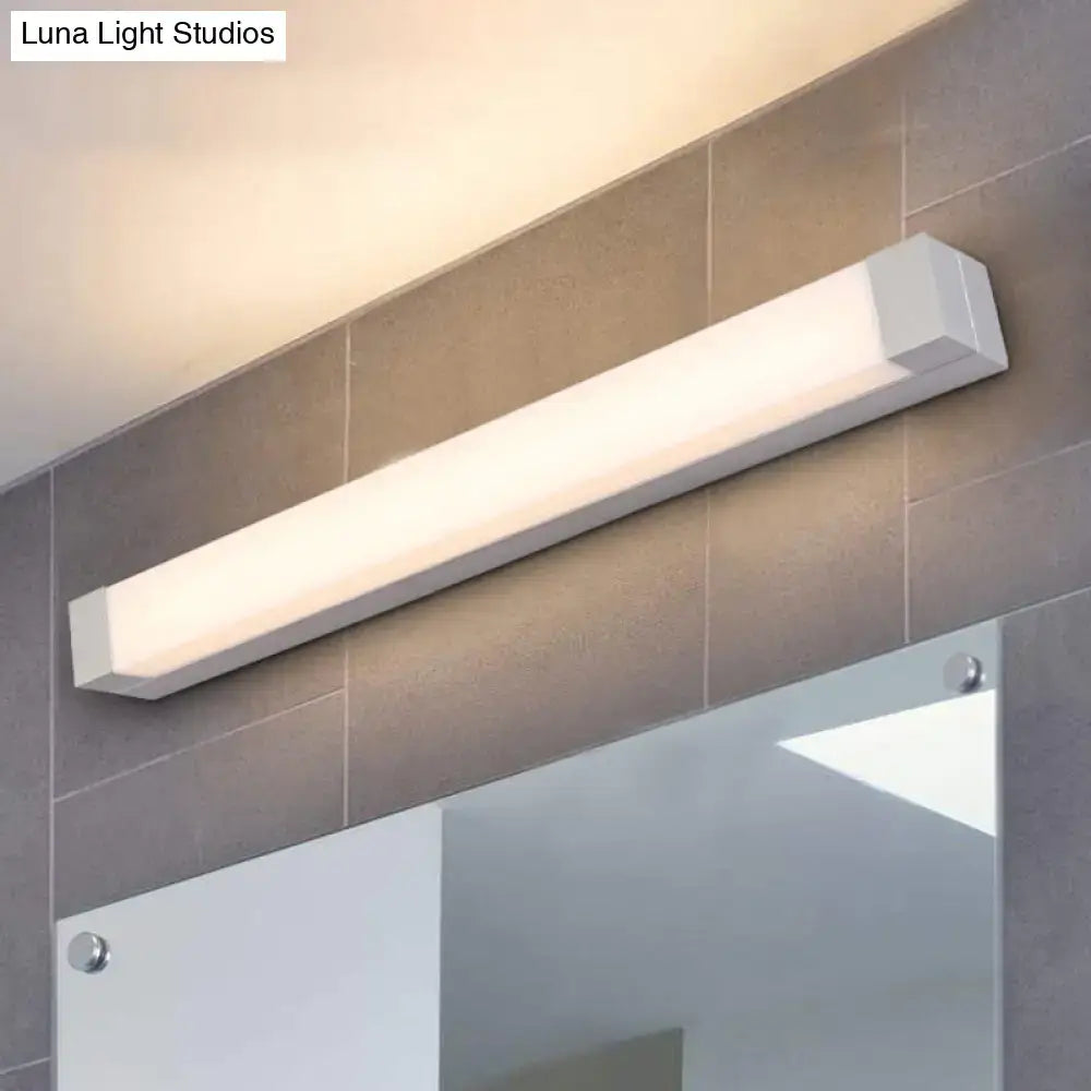 Modern silver led bathroom vanity light with acrylic shade and sleek rectangular design supports maximum bulb wattage 110v-120v