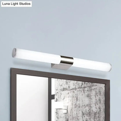 Modern silver led wall light with brushed nickel finish frosted glass diffuser sleek cylindrical design maximum bulb wattage use