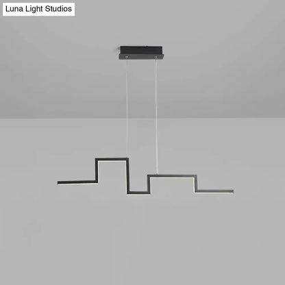 Decorbites 31.5/39 linear kitchen island led pendant light in black grey metal with geometric stepped design and thin cables 110v-120v 220v-240v