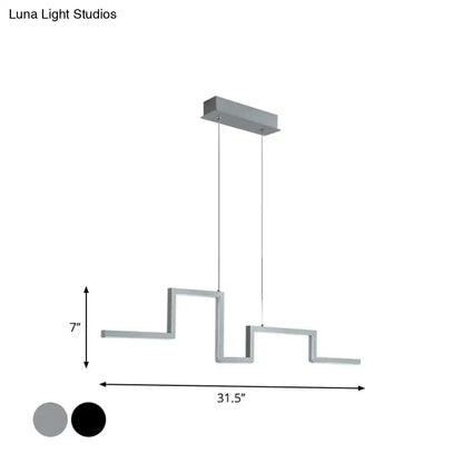 Modern silver-toned zigzag pendant light with black grey metal design for linear kitchen island 110v-120v 220v-240v