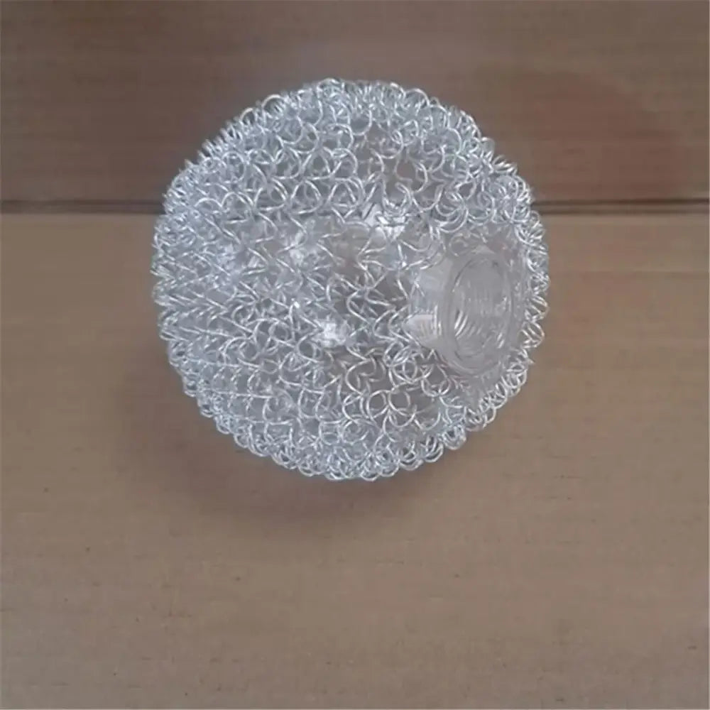 Modern silver mesh decorbites glass lampshade spherical light fixture with clear plastic base for living room use