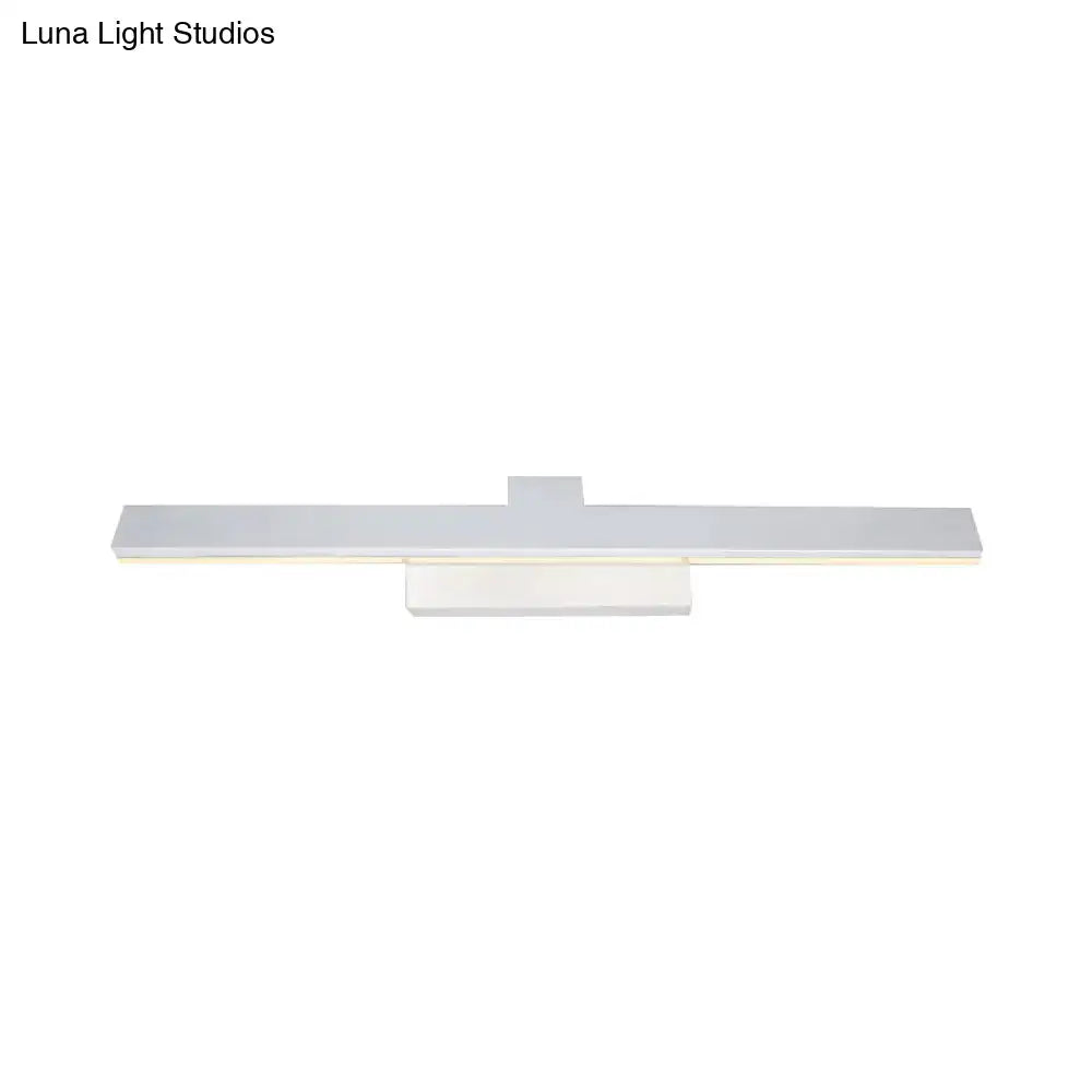 Modern silver minimalist led vanity lighting fixture with sleek silver metallic finish and rectangular design for bathroom