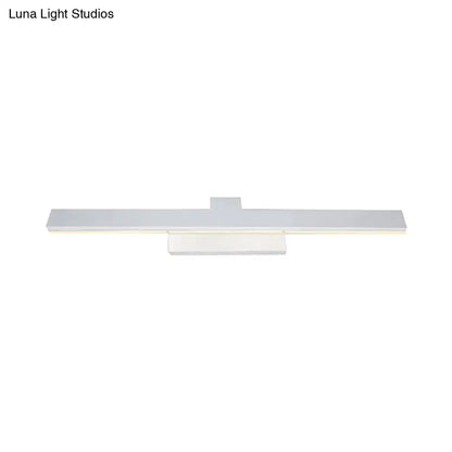 Modern silver minimalist led vanity lighting fixture with sleek silver metallic finish and rectangular design for bathroom