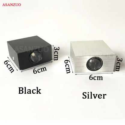 Black and silver asanzuo 6cm cube-shaped led square wall lamp with brushed metal finish for modern living room use