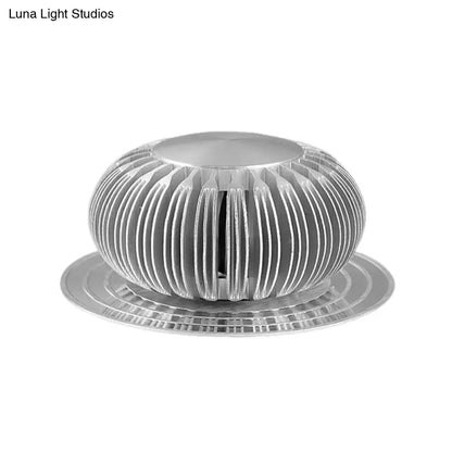 Modern silver starburst direct wired aluminum led sconce with ribbed dome design for living room ceiling mounting