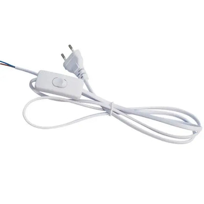 White electrical cord with integrated switch and european plug for modern silver u-shape led bar strip light kitchen under cabinet