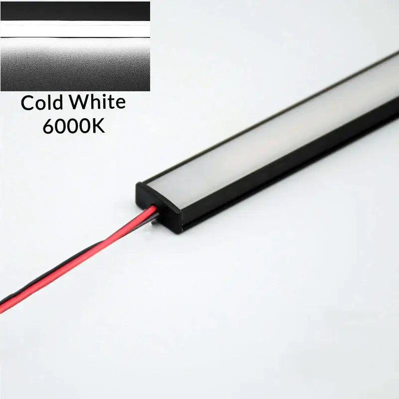 Modern silver u-shape led bar strip light with cold white 6000k led bar and black housing for kitchen under cabinet use