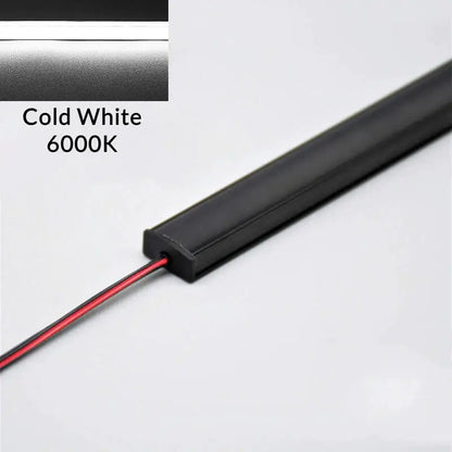 Modern silver u-shape led bar strip light with black rectangular design and cold white 6000k illumination for kitchen use