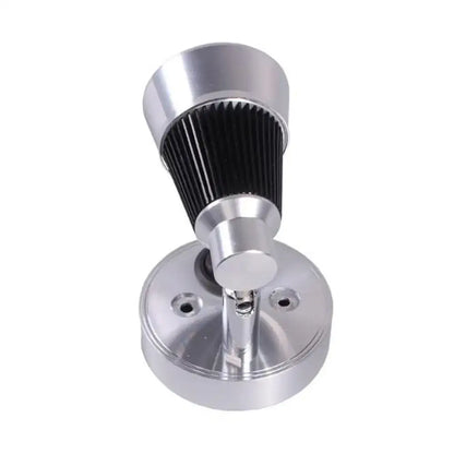 Modern silver adjustable wall-mounted spotlight with black heat sink and polished metal plate for warm white boat interior lights