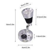 Modern silver led spotlight with black ribbed collar and adjustable arm for warm white boat interior lights on 12v dc power