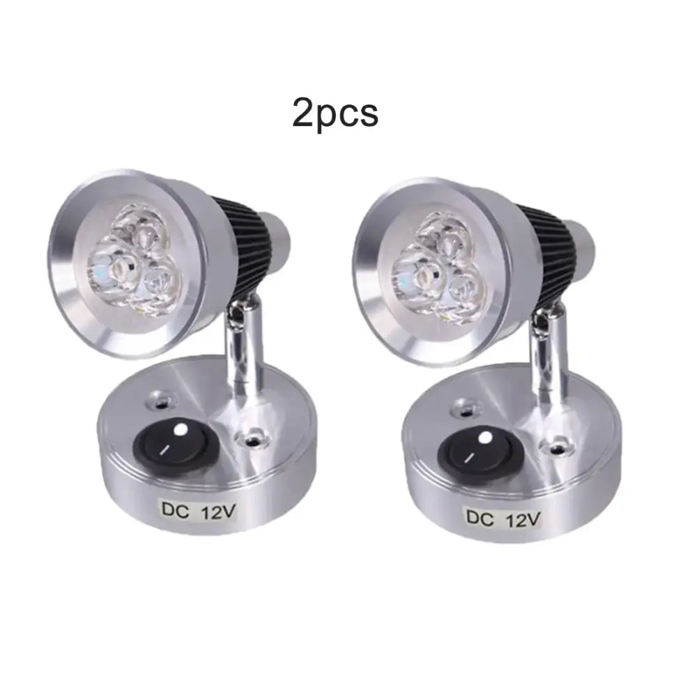 Modern silver circular led spotlights with black rotary switch for warm white boat interior lights and bedroom spotlights