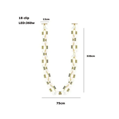 Modern silver and white crystal gold chain chandelier with 320cm gold chain clips and glass orbs for dining room decorbites crystal gold