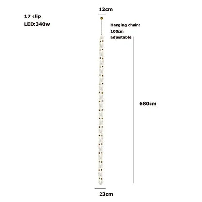 Modern silver and white crystal gold chain chandelier dining room light with a 680cm led chain and 17 clips decorbites crystal gold