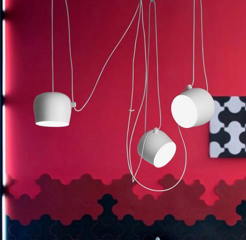 White ceramic modern simple aluminum snare chandelier pendant light with minimalist design and sleek appeal