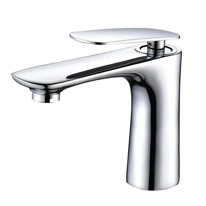 Modern chrome-finished decorbites basin faucet with single handle and minimalist design for bathroom sink mixer tap