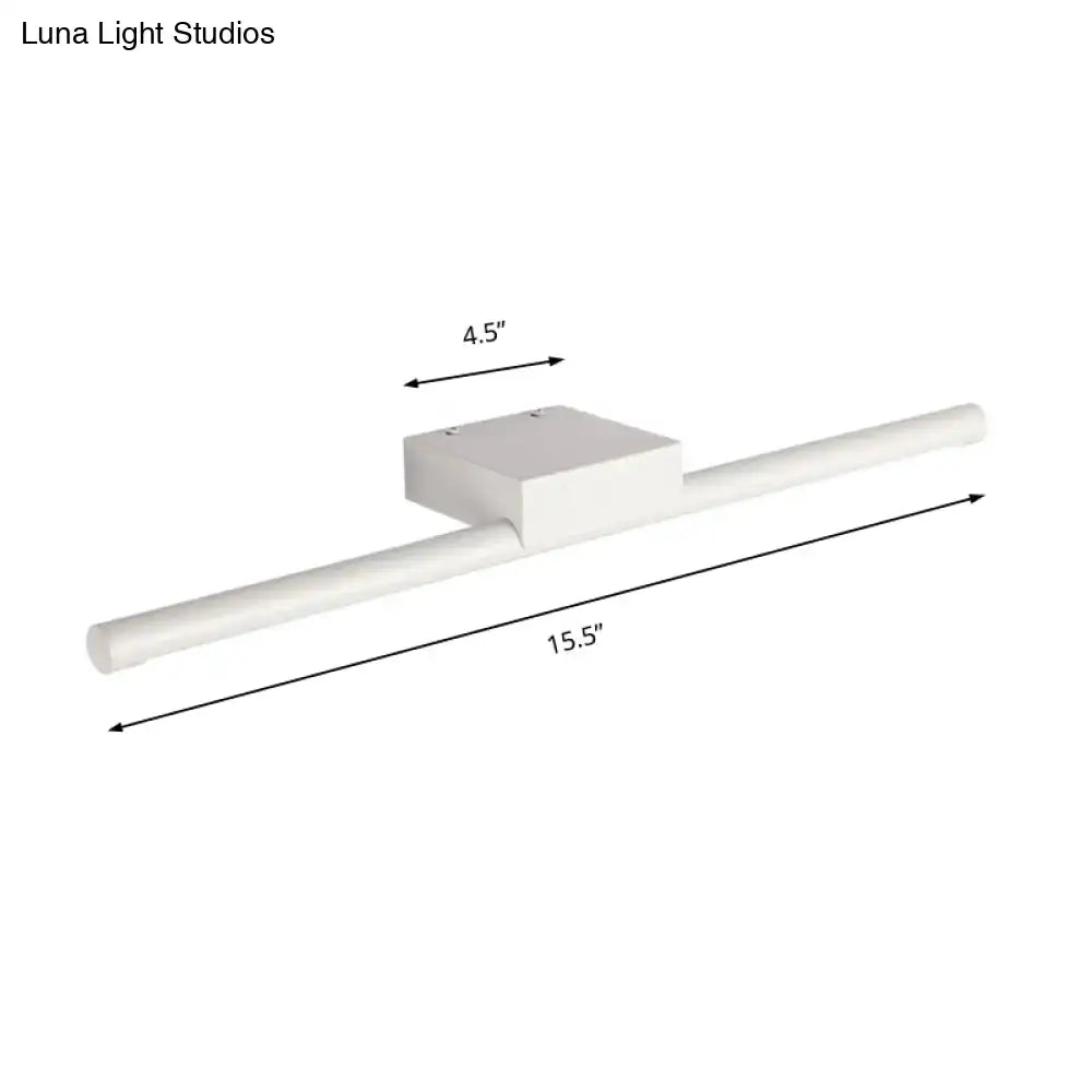 White rectangular wall-mounted light fixture with sleek modern design 15.5 by 4.5 inches emits warm light for bathroom use