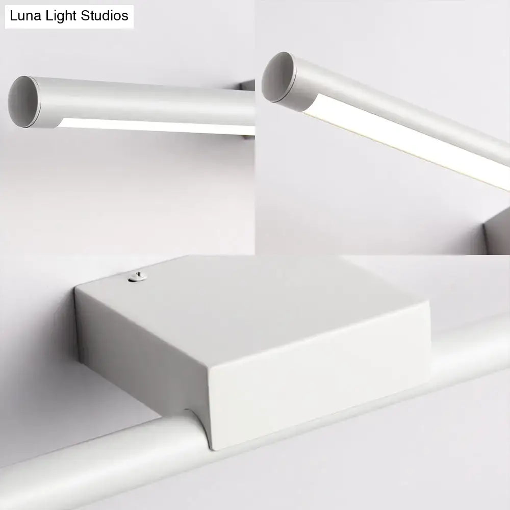 Modern slim white led light fixture wall-mounted with sleek cylindrical design and warm white light sconce for bathroom