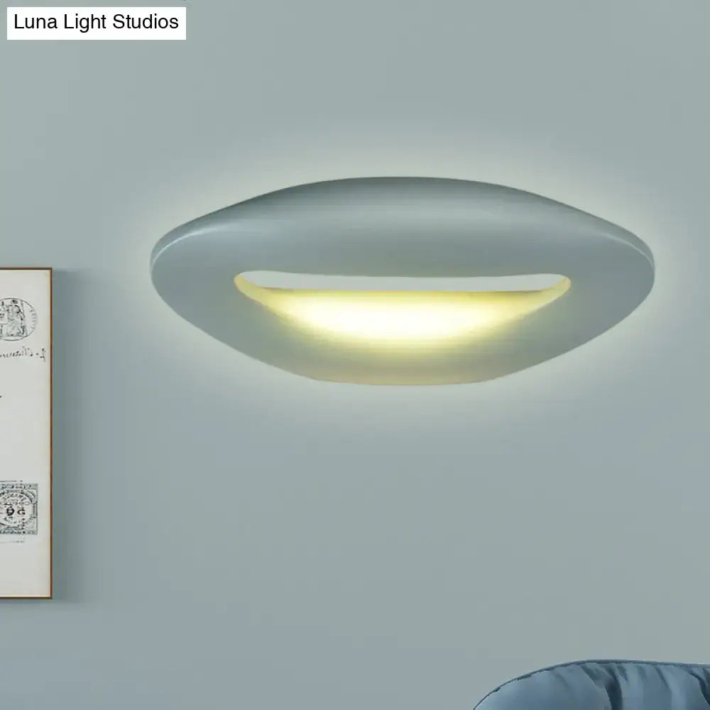 Modern smiling face black white led wall lamp with oval minimalist ceiling light design and soft white glow for corridor use
