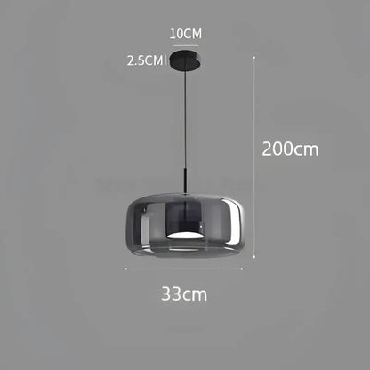 Modern smoked glass bowl chandelier dining room pendant light with sleek cylindrical design and chrome hardware