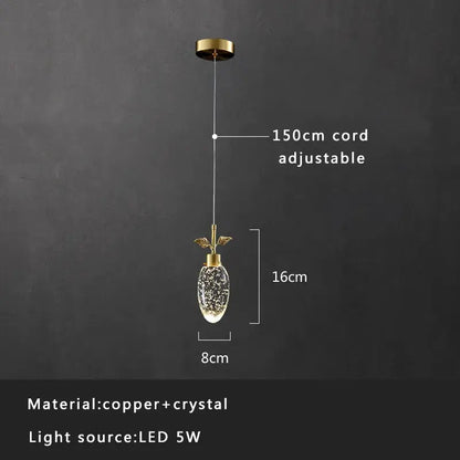 Modern smoked glass crystal copper pendant light with egg-shaped globe and adjustable 150cm cord for dining room decorbites crystal copper pendant