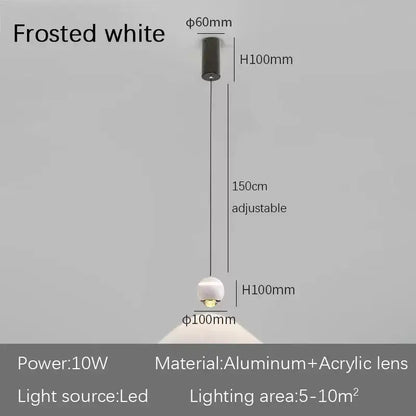 Modern spherical frosted white led bedside pendant light with aluminum acrylic lens for decorbites led bedside lifting