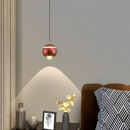 Modern spherical copper pendant light with warm glow for decorbites led bedside lifting bedroom decor