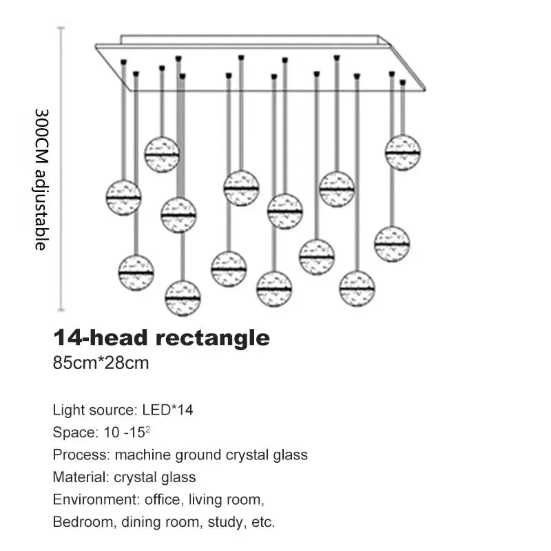 Modern Spiral Crystal Ball Staircase Pendant Chandelier - Decorbites