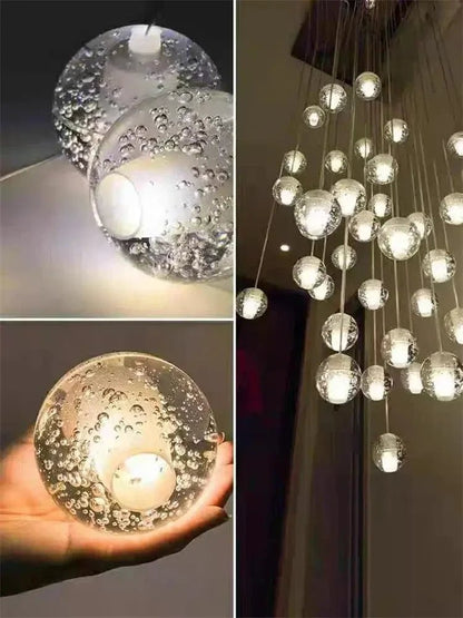 Modern Spiral Crystal Ball Staircase Pendant Chandelier - Decorbites